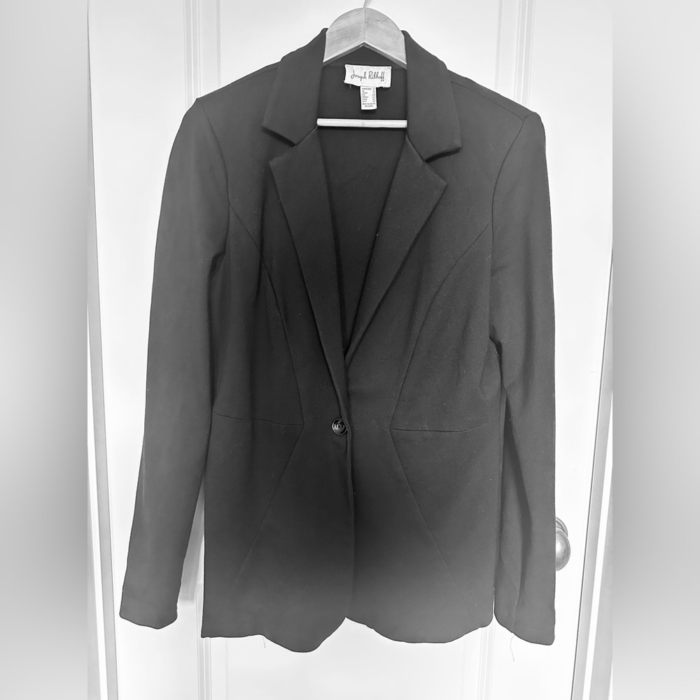 Joseph Ribkoff Black Geometric Seam Blazer - Size 12